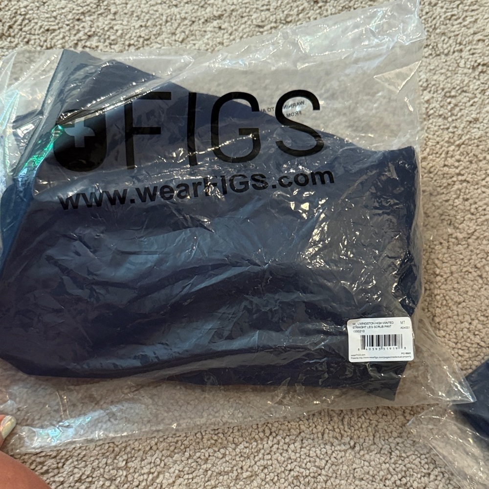 Figs Livingston High-Waisted Navy Track Pants with Drawstring - Picture 6 of 6